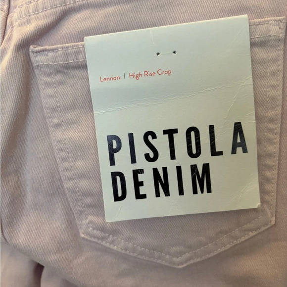 Pistola Lennon High Rise Frayed Cropped Jeans Melrose Light Pink - Picture 5 of 6